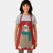 ウールのスカーフを巻いた可愛い漫画の熊クリスマス エプロン (インサイチュ)