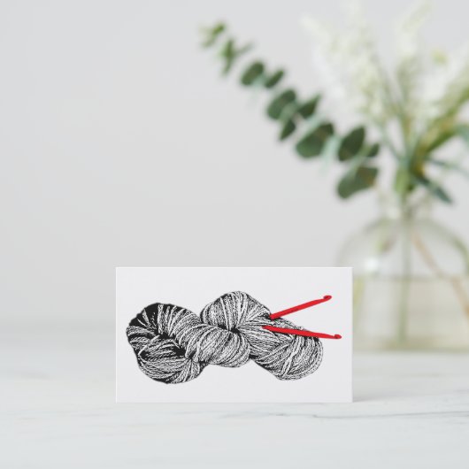 ウールのスケインとクロシェのフックヴィンテージ型 名刺 (スタンド正面)