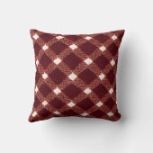 ウールのテクスチャマルーンクリームダイヤモンドパターン クッション (裏面)