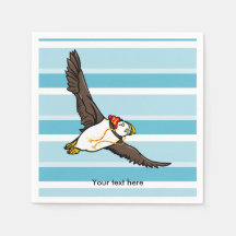 ウールの冬の帽子をかぶったパフィン