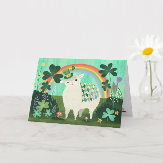 "ウールの幸運のビットを送る" Lucky Lamb カード (小さな植物)