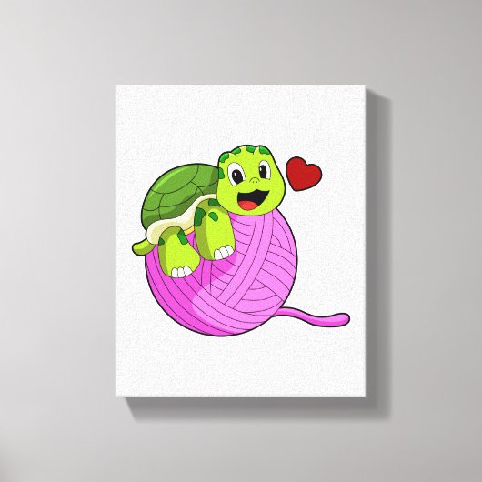 ウールの玉で亀 キャンバスプリント (正面)