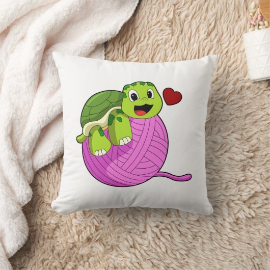 ウールの玉で亀 クッション (ブランケット)