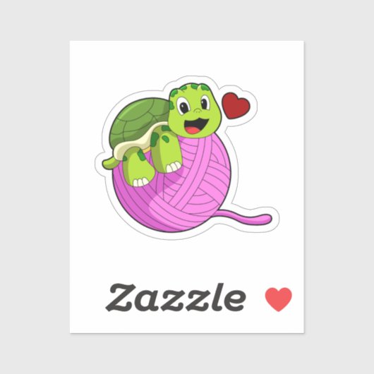 ウールの玉で亀 シール (シート)