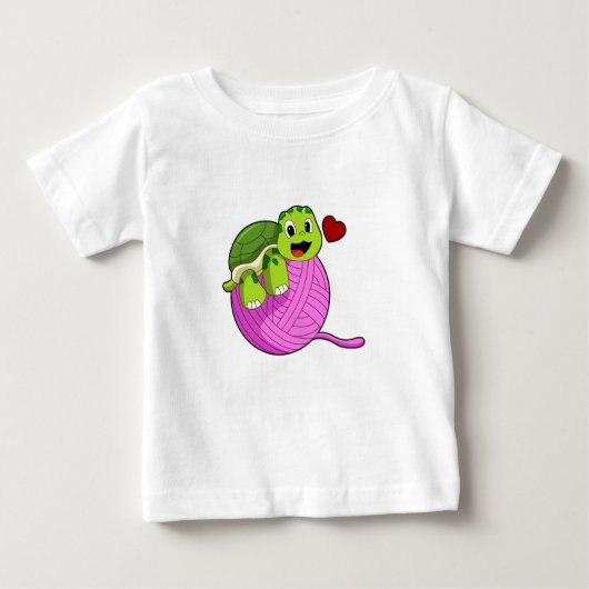 ウールの玉で亀 ベビーTシャツ (正面)