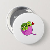 ウールの玉で亀 缶バッジ (正面&裏面)