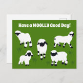 ウールの良い日のヴァレ黒い羊を持っている ポストカード (正面/裏面)