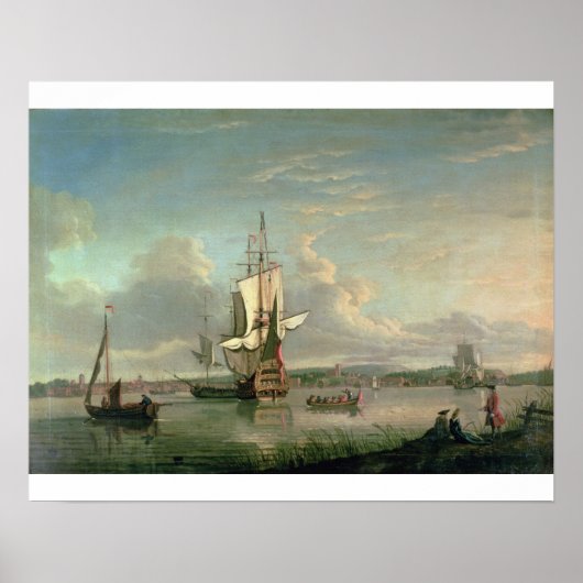 ウールウィッチのテムズ川の軍艦 ポスター (正面)
