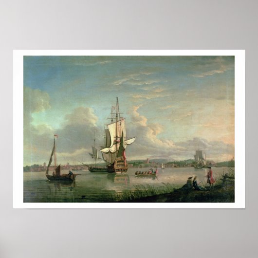 ウールウィッチのテムズ川の軍艦 ポスター (正面)