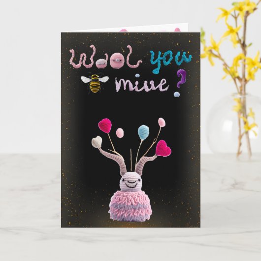 ウールエイリアンおもしろいバレンタインフォトカード カード (黄色い花)