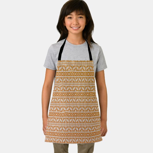 ウールクロスステッチ編みクリスマスパターン | エプロン (インサイチュ)