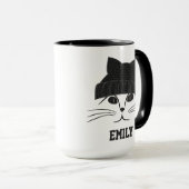 ウールクールハットの猫パーソナライズされた マグカップ (正面右)