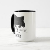 ウールクールハットの猫パーソナライズされた マグカップ (正面左)