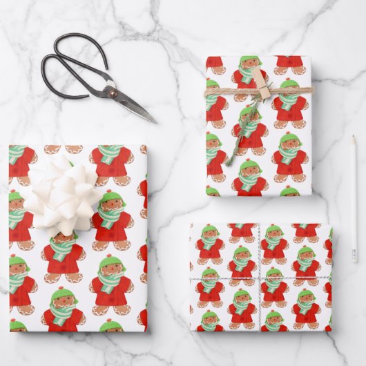 ウールジンジャーブレッドのフラットシート包装紙 ラッピングペーパーシート (正面)