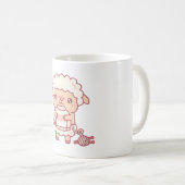 ウールセーターの可愛い羊 ゆるふわ コーヒーマグカップ (正面右)