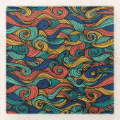 ウールトッピングペイズリー ガラスコースター (正面)