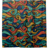 ウールトッピングペイズリー シャワーカーテン (正面)