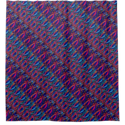 ウールトッピングペイズリー シャワーカーテン (正面)