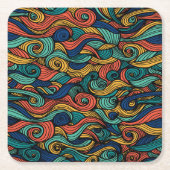 ウールトッピングペイズリー スクエアペーパーコースター (正面)