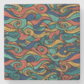 ウールトッピングペイズリー ストーンコースター (正面)