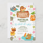 ウールドンドクリーシズプールパーティー動物招待状 招待状 (正面)