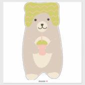 ウールハットを着た冬熊かわいいベビー子供部屋 シール (シート)