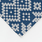 ウールフェイク編み物パターンブルーとホワイト フリースブランケット (角)