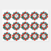 ウールボールポンポンクリスマスリース ラッピングペーパーシート (正面3)