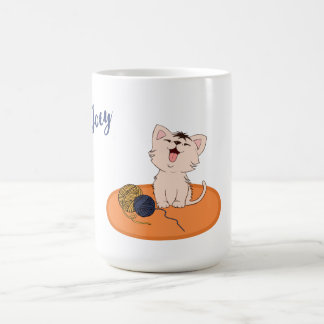 ウールボール付き子猫 コーヒーマグカップ