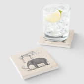 ウールマンモスプリヒストリックエレファントとスケルトン ストーンコースター (横)