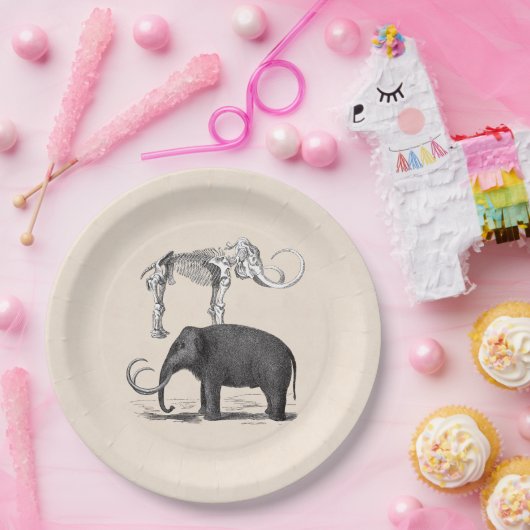 ウールマンモスプリヒストリックエレファントとスケルトン ペーパープレート (パーティー)