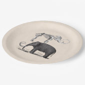 ウールマンモスプリヒストリックエレファントとスケルトン ペーパープレート (アングル)