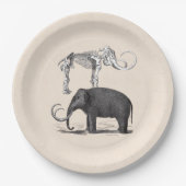 ウールマンモスプリヒストリックエレファントとスケルトン ペーパープレート (正面)