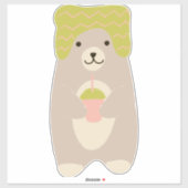 ウール帽子をかぶった冬のくま かわいい赤ちゃんの保育園 シール (シート)