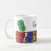 ウール編み物クロシェカラフルのパーソナライズ コーヒーマグカップ (左)