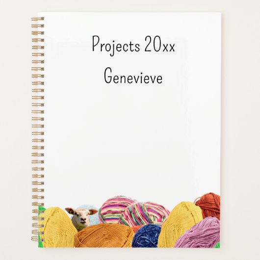 ウール編み物クロシェ糸の羊のパーソナライズ可能 プランナー手帳 (正面)