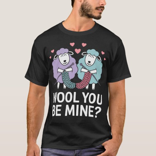 ウール ユー ビー マイン 面白い 羊 編み物 Tシャツ (正面)