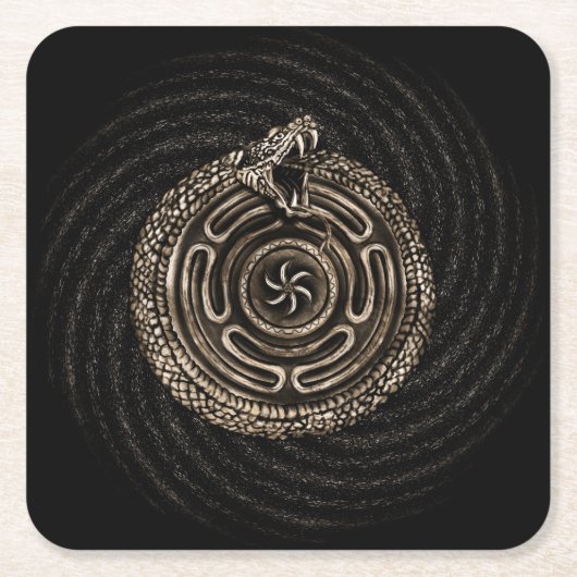 ウーロボロス付きホイール スクエアペーパーコースター (正面)
