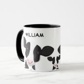 ウ図解入りの、写真付きのシ白黒ピンク農場動物 マグカップ (正面左)