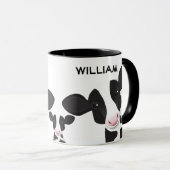 ウ図解入りの、写真付きのシ白黒ピンク農場動物 マグカップ (正面右)