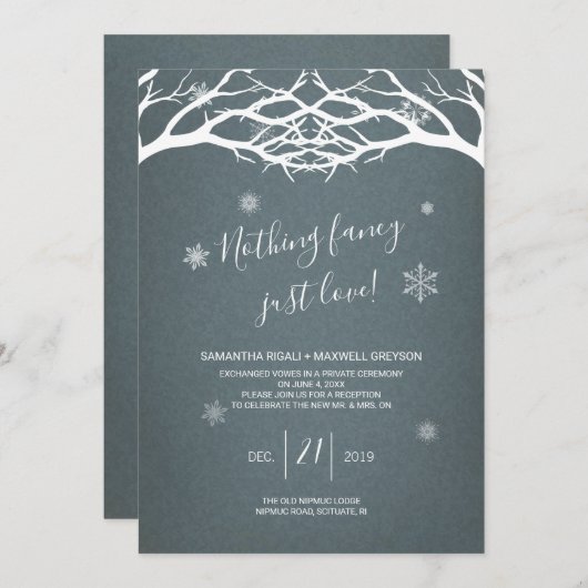 ウ素朴ィンター樺の木展開招待状 招待状 (正面/裏面)