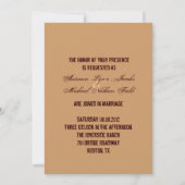 ウ素朴ェスタンカウボーイ馬結婚鞍 招待状 (裏面)