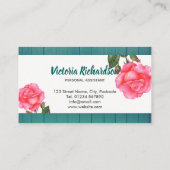 ウ素朴ォーターカラーピンクローゼズフローラアート 名刺 (裏面)