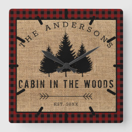 ウ素朴ッズの国名キャビン スクエア壁時計