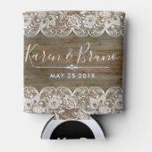 ウ素朴フェイクッド&エレガントホワイトヴィンテージレース 缶クーラー (正面)