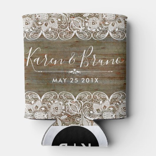 ウ素朴フェイクッド&エレガントホワイトヴィンテージレース 缶クーラー (裏面)