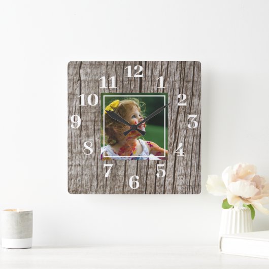 ウ素朴動揺してッドカスタム写真 スクエア壁時計 (ホーム)