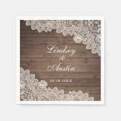 ウ素朴結婚ッド・レパーソナライズされたース スタンダードカクテルナプキン (正面)