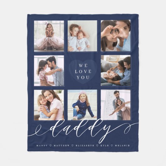 ウ·ラブ·ユー·ダディ|孫と家族の写真 フリースブランケット (正面)