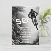 エアをキャッチ - マウンテンバイク スケッチ 50歳の誕生日 招待状 (スタンド正面)